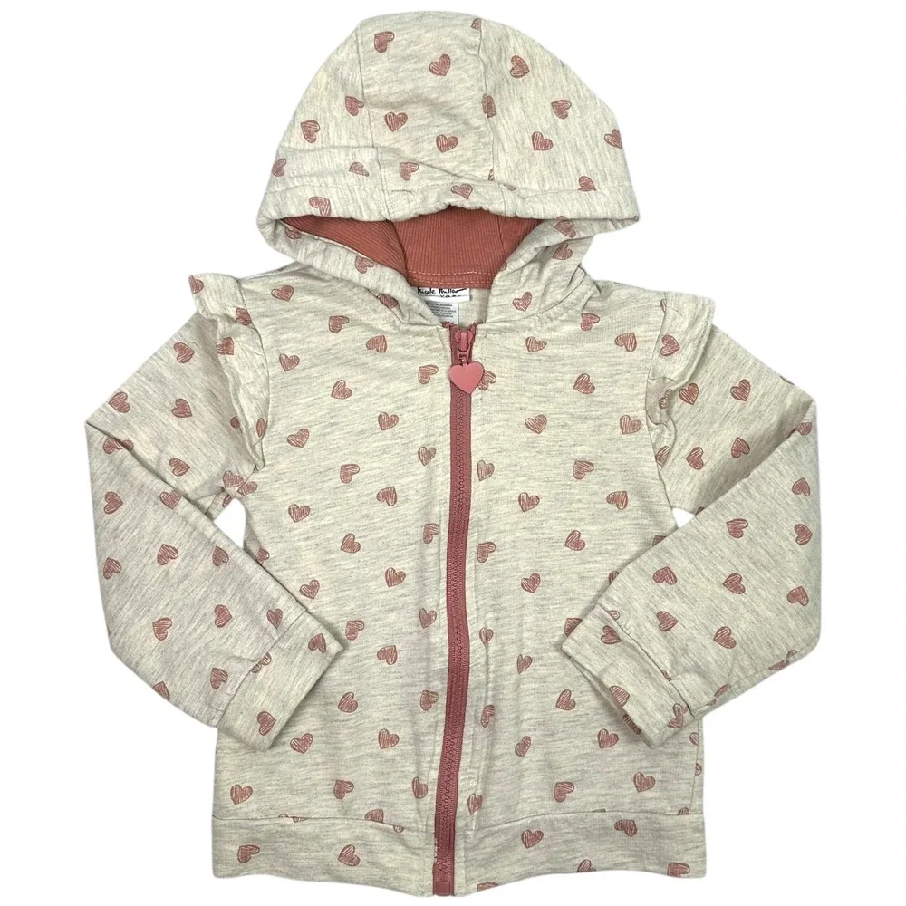 Nicole Miller 3pc Outfit Set Toddler Girls 3T Pink Heart Hoodie Tee Joggers